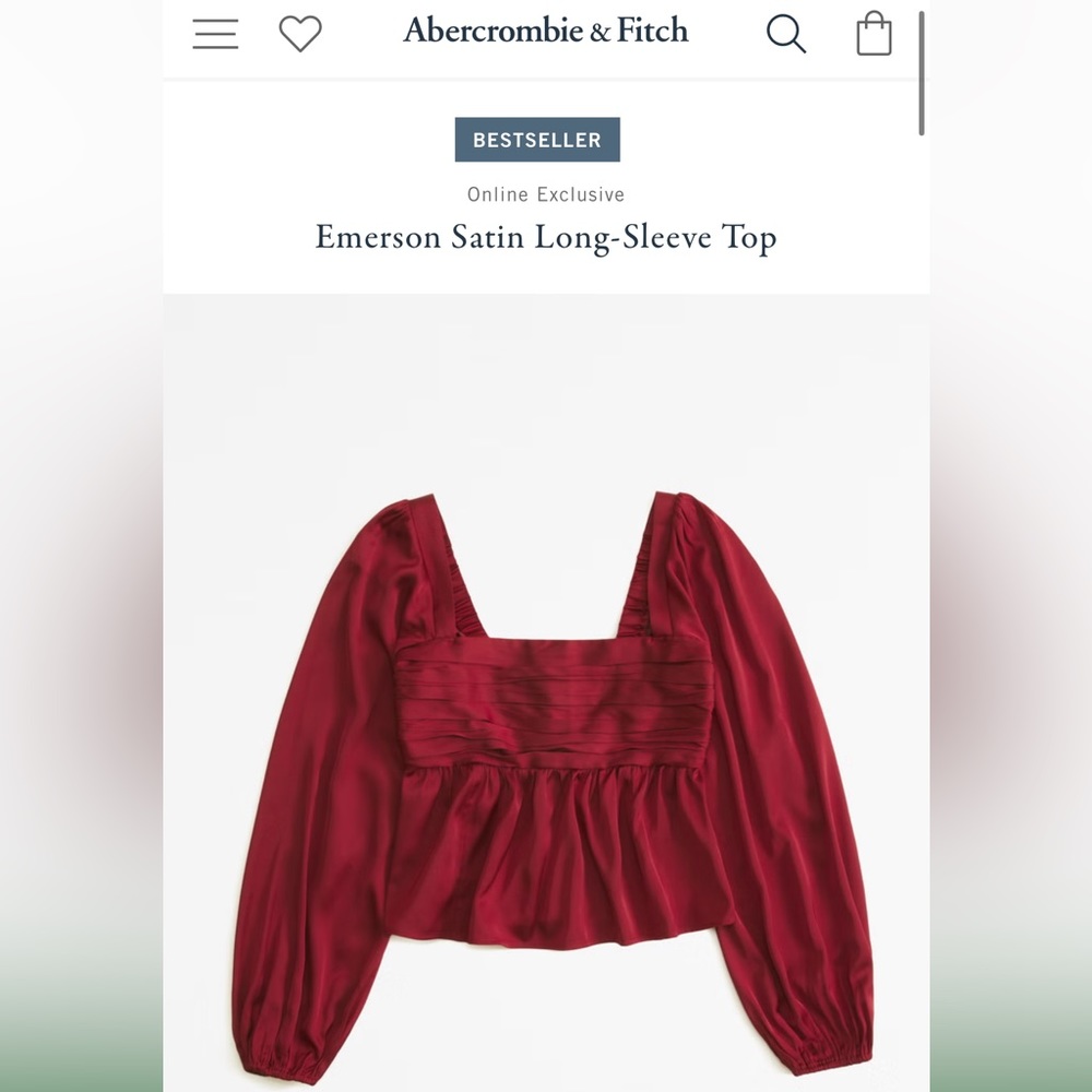 Abercrombie Emerson Satin Long-Sleeve Top in Wine
